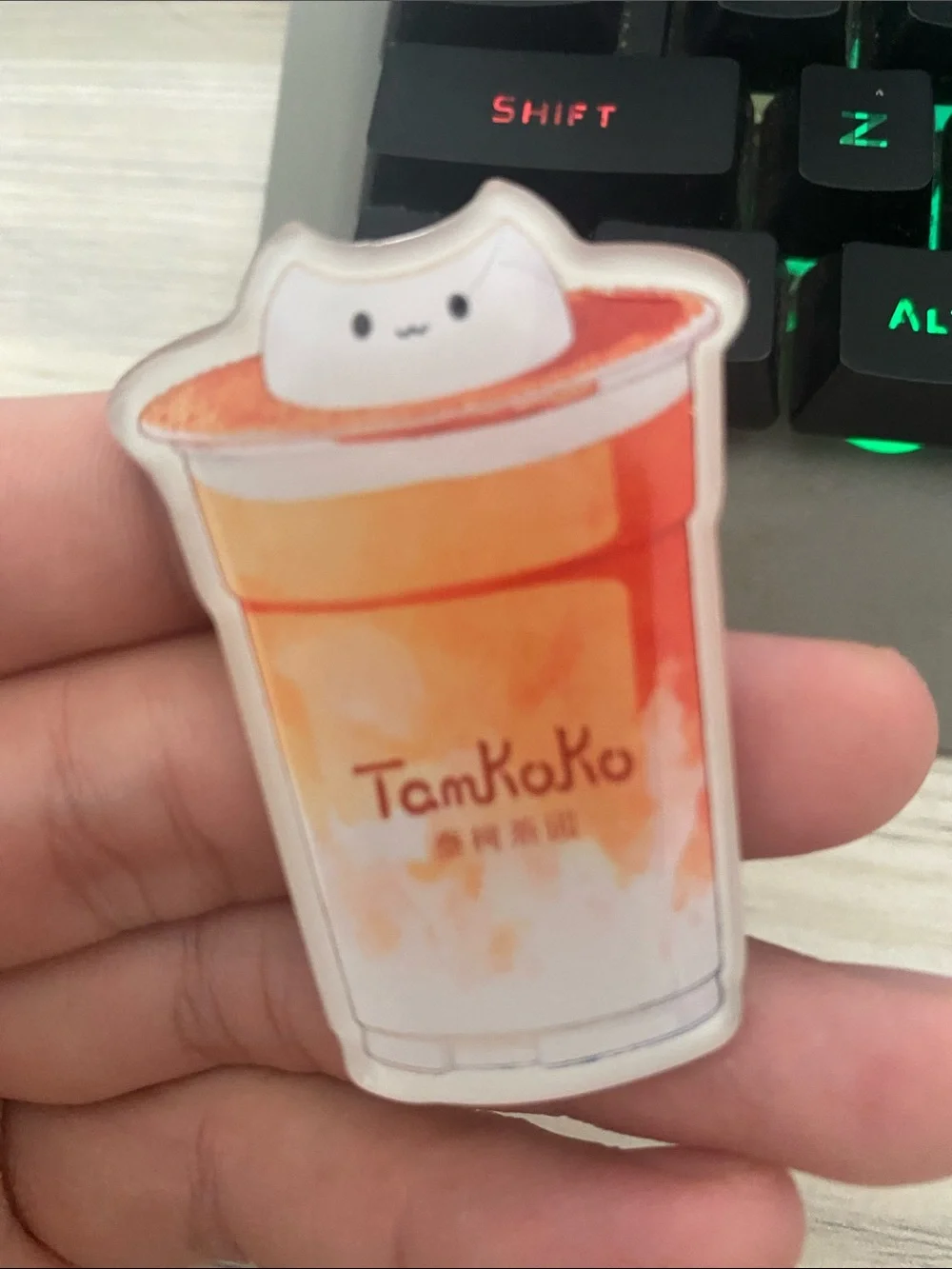 TanKoKo Orange Cat Bubble Tea Sticker
